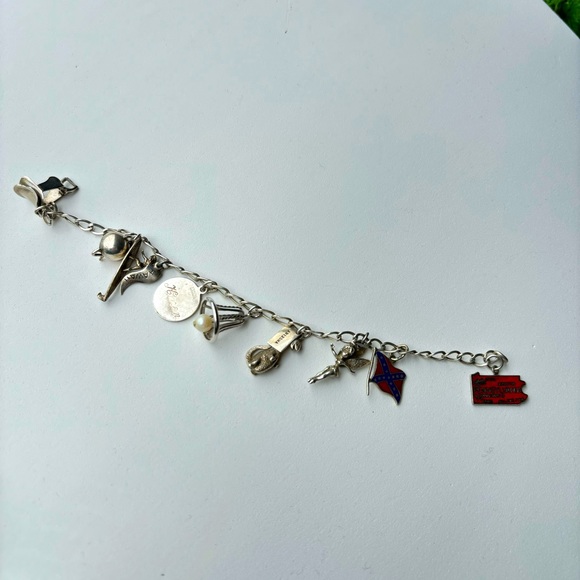 Vintage Charm Bracelet Sterling signed Automade Estate Jewelry - Picture 2 of 9